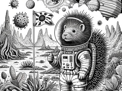 "Porcupines in Space" coloring book main photo
