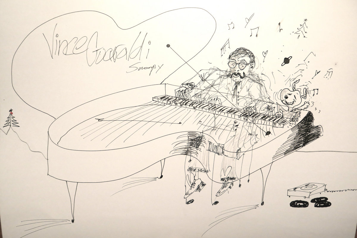 Vince Guaraldi & Snoopy' 12 x16in Ink. Original signed dated