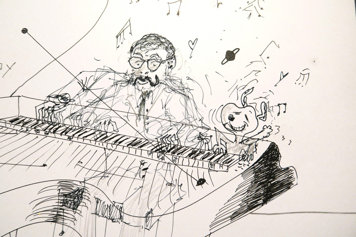 Vince Guaraldi & Snoopy' 12 x16in Ink. Original signed dated