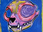 Surprise Color Cat Skull 8x8 Acrylic Painting photo 