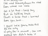 All The Way - Hand written lyrics photo 