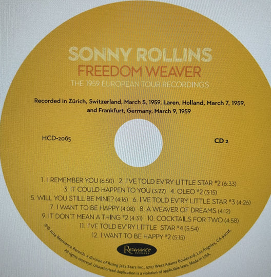 Freedom Weaver: The 1959 European Tour Recordings | Sonny Rollins