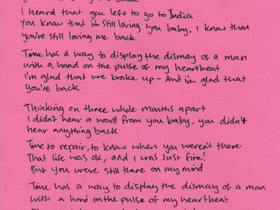 'I'm Glad That We Broke Up’ - Hand written lyrics main photo