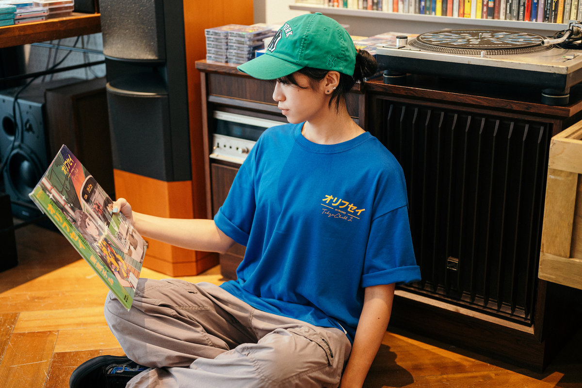 "Tower Records Shibuya" Short Tee - Blue | Orihusay