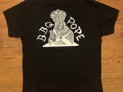 Black BBQ Pope T-Shirt with Can crest and Pope back patch main photo