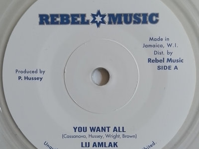 LIJ AMLAK - YOU WANT ALL / YOU WANT ALL INSTRUMENTAL 7" (Rebel Music / Archive) Limited Edition Clear Vinyl main photo