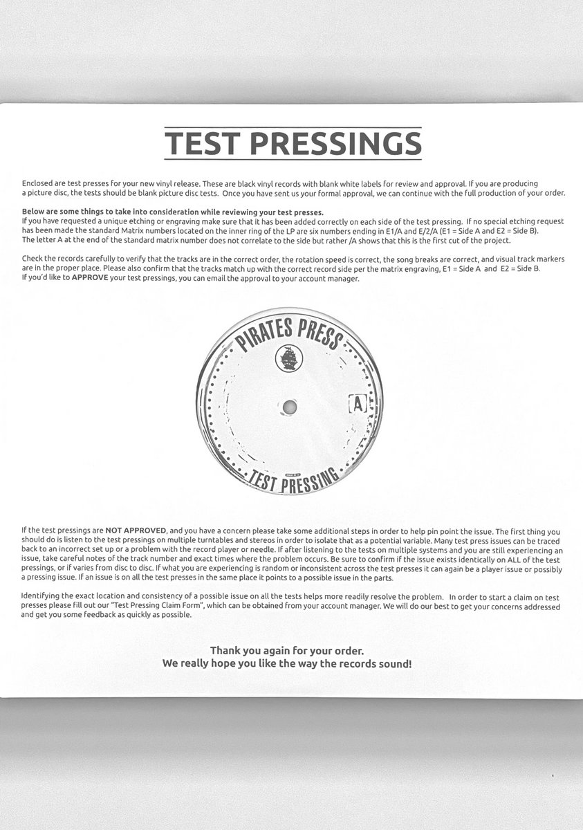 Test Pressing for Lost to the Night + Signed Vinyl