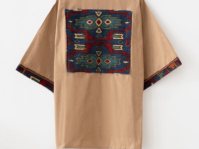 Bliz Nochi Kimono collection: WoolenCotton Fractal Drapery from Kashmir / India | Beige N11. Beige Belt Included main photo