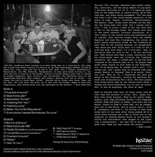 Suburban Vermin 1996-98 | The BRIDES | HoZac Records