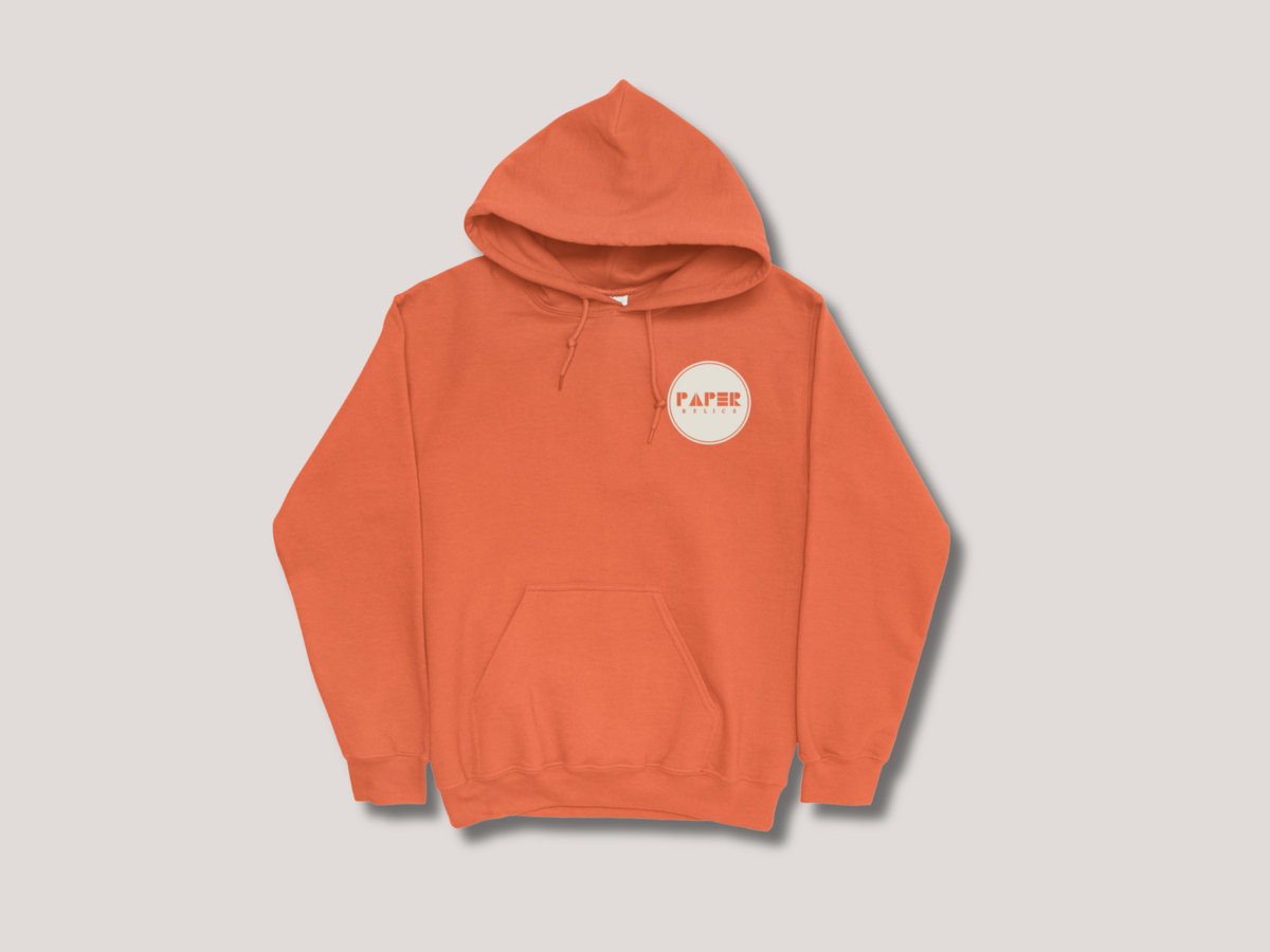 Paper Relics orange Gildan heavy blend unisex hoodie whitelabrecs