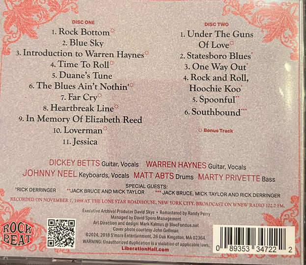 Live From The Lone Star Roadhouse NYC 1988 | Dickey Betts