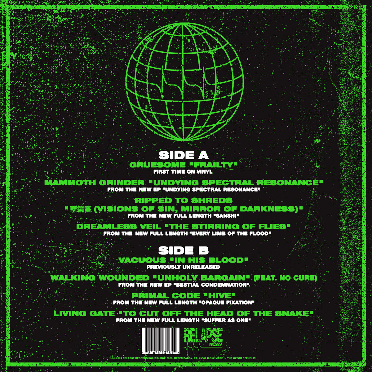 Relapse Global Contamination compilation LP | Ripped to Shreds