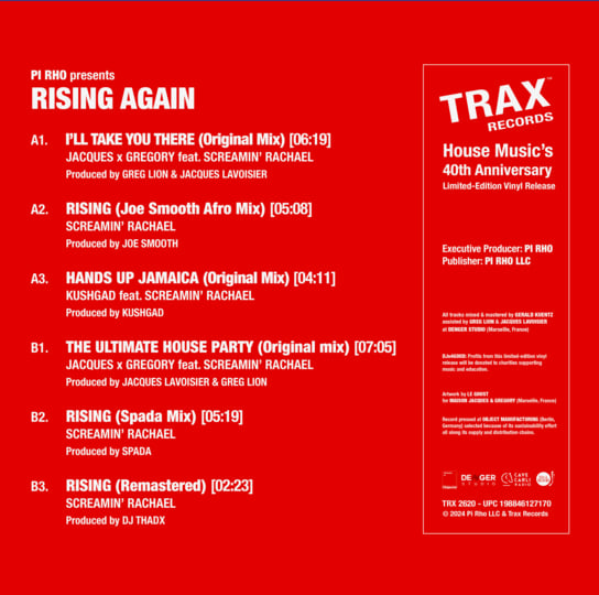 RISING AGAIN (TRX2620) 500 copies only - TRAX Records x PI RHO