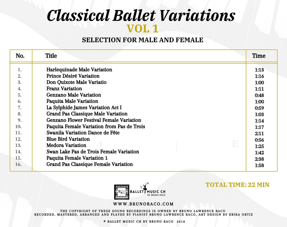 Classical Ballet Variations, Vol. 1 | Bruno Lawrence Raco / Ballet ...