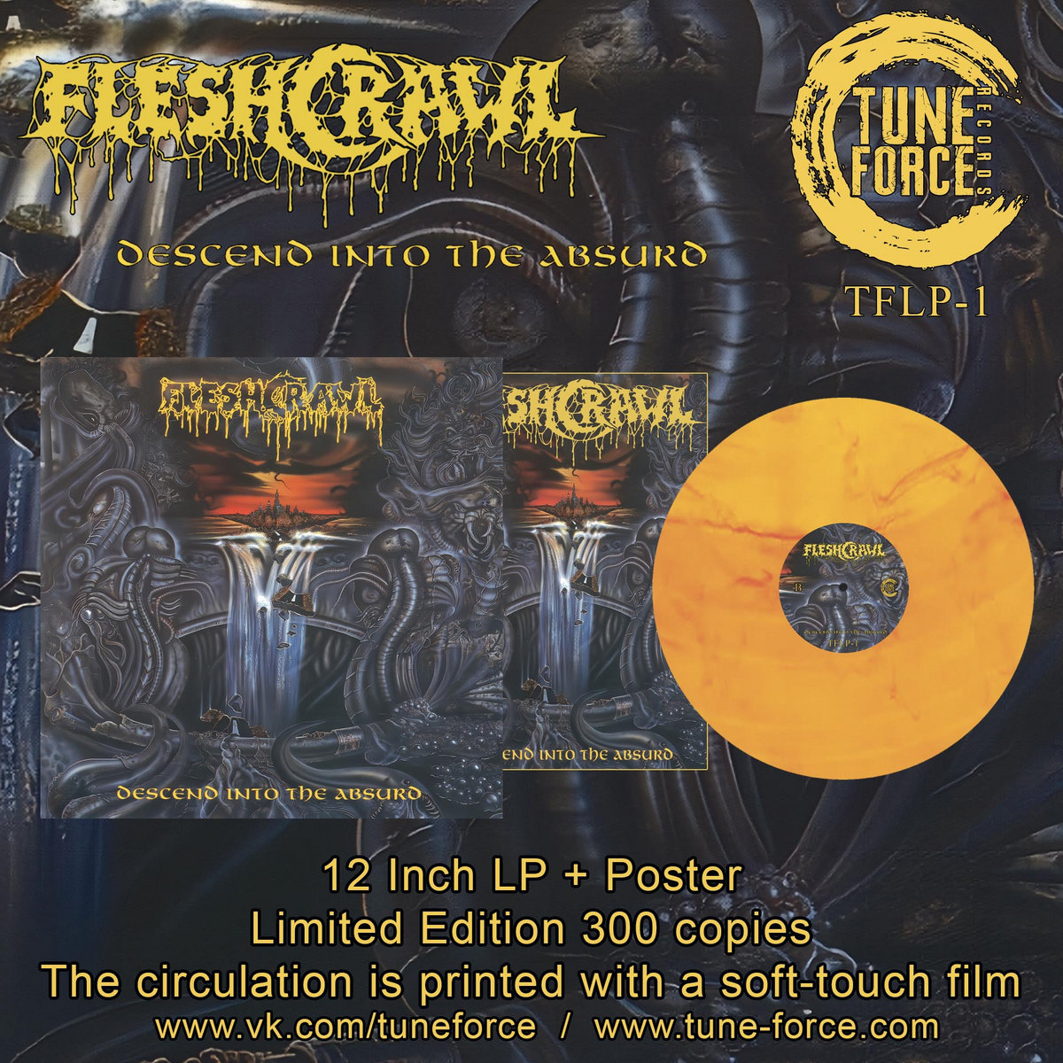 FLESHCRAWL Descend Into The Absurd Orange LP | coyoterecords