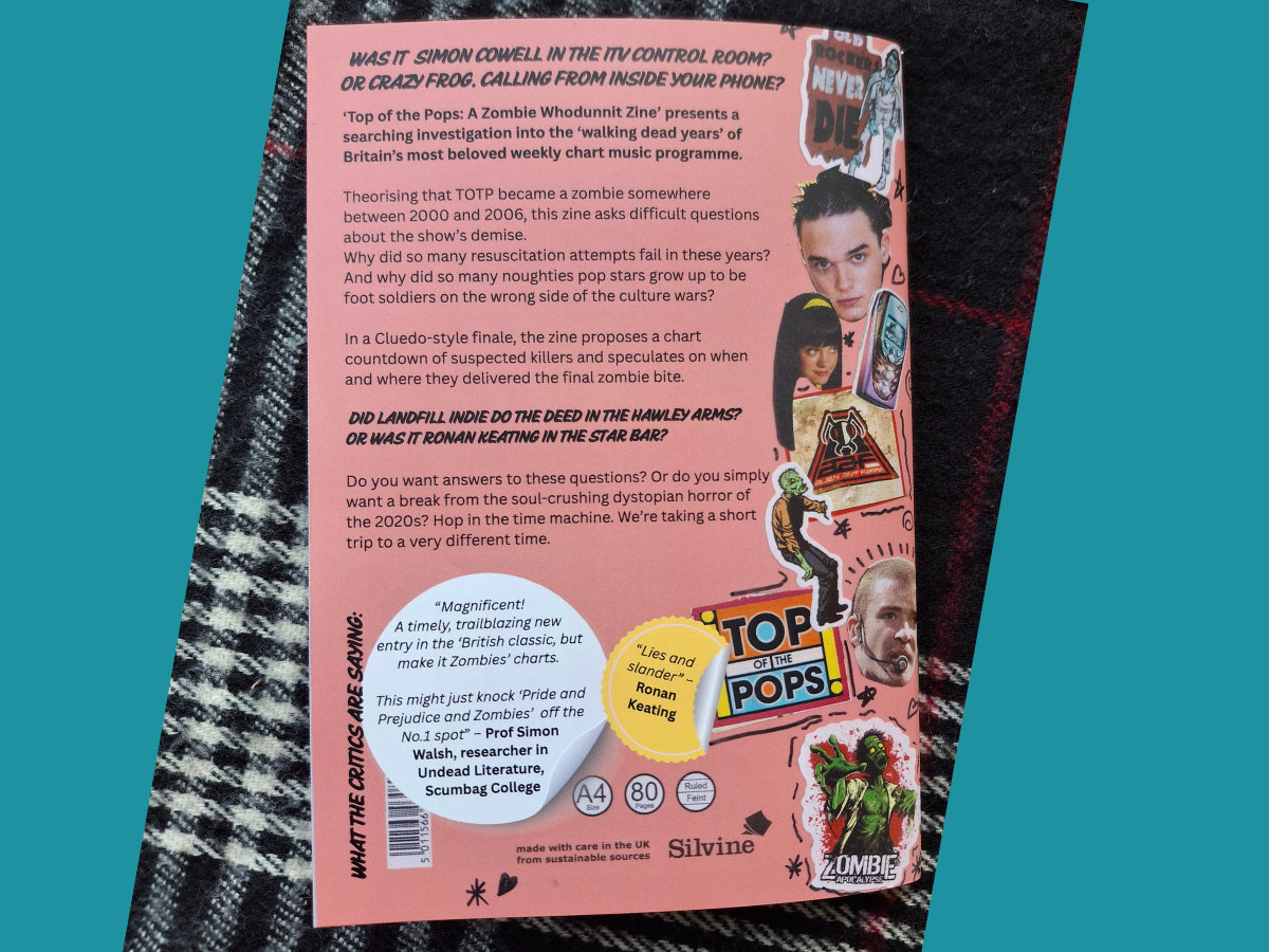 Top of the Pops: A Zombie Whodunnit - zine & badge | The Ex Zine