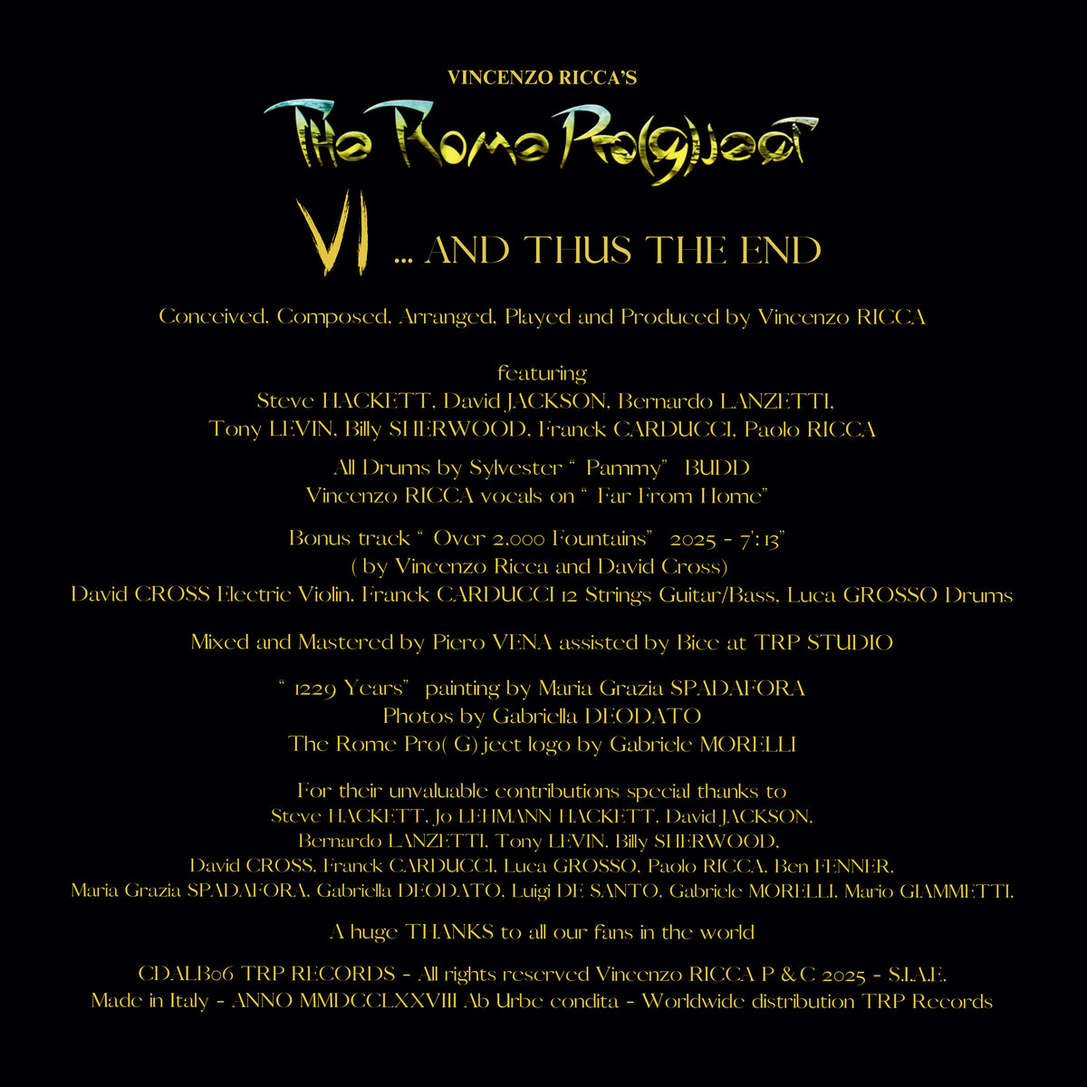 VI - ... And Thus The End | Vincenzo Ricca's The Rome Pro(G)ject | The ...