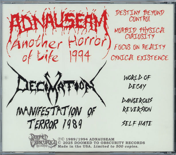 Another Horror of Life | Adnauseam | Doomed to Obscurity Records