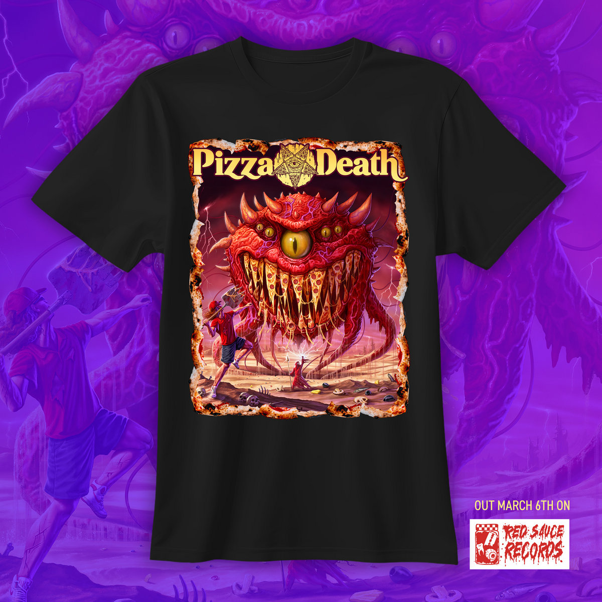 Limited Edition Pizza Death 'World Doughmination' album cover t