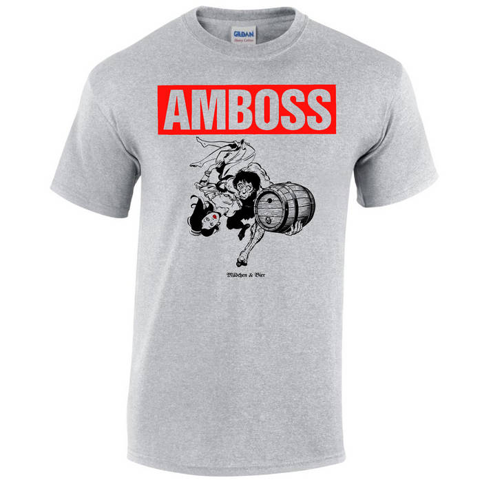 T-Shirt grau mit AMBOSS - Mädchen & Bier Motiv