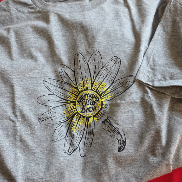 Blumenshirt Grau meliert Front + Backprint