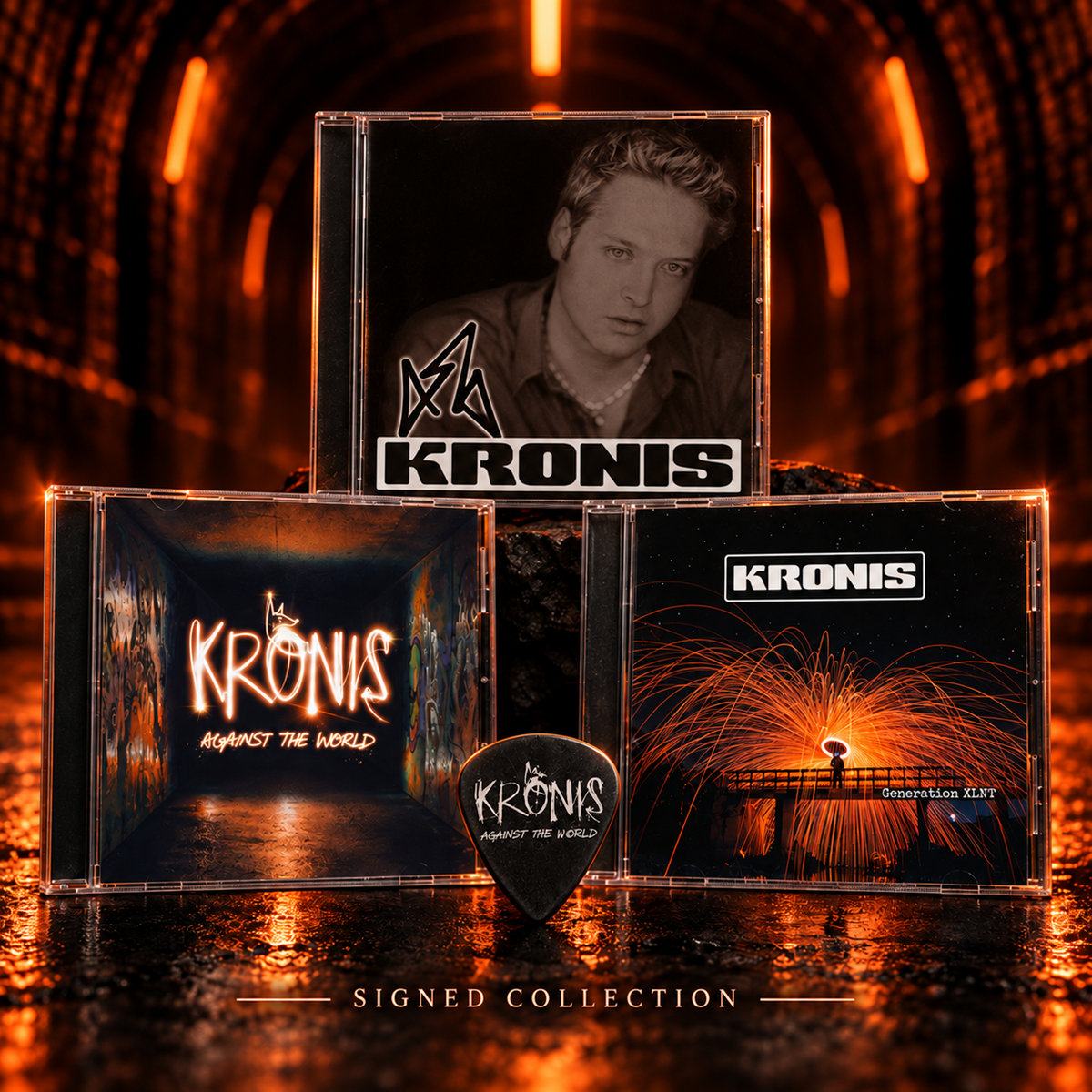 Signed KRONIS complete discography with guitar pick