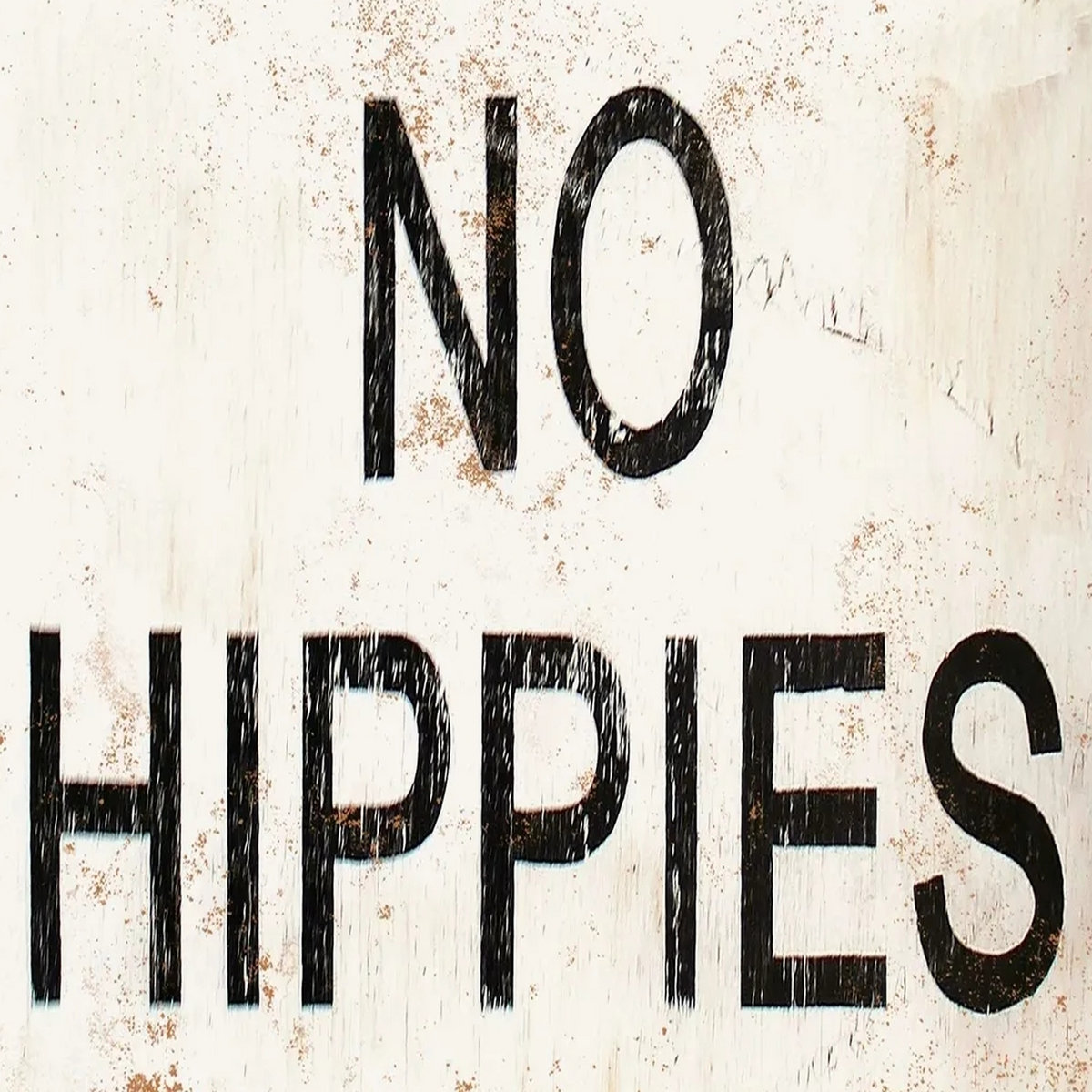 Targa In Metallo Vintage 'No Hippies' | Insegna In Lamiera 20x30 Cm Per Parete, Arredamento Retro Per Interni/Esterni