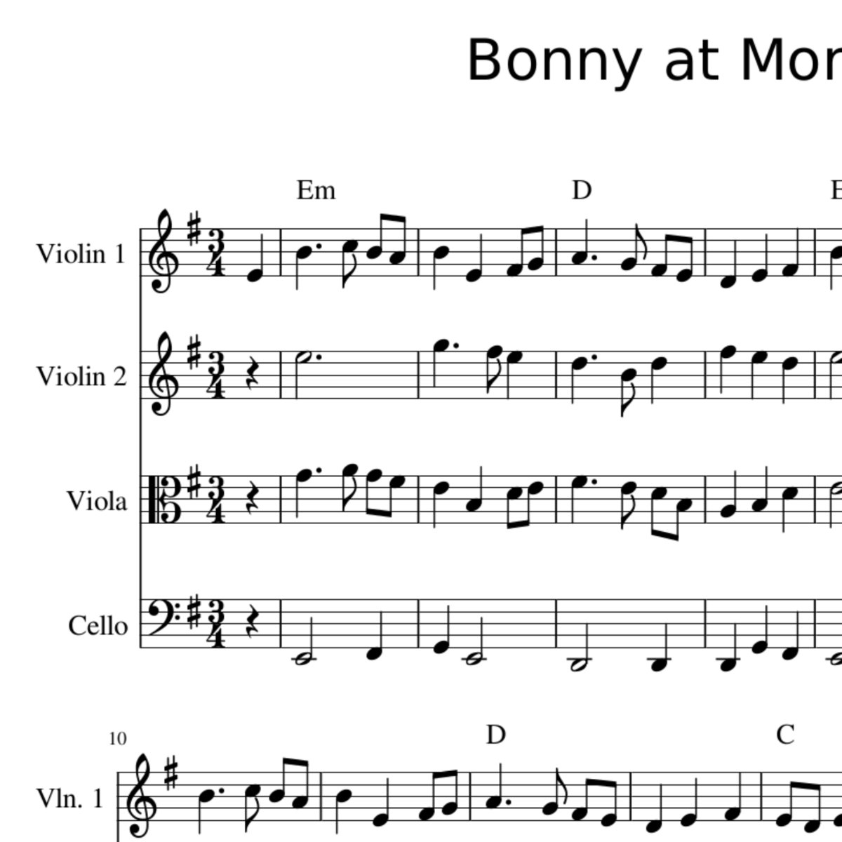Bonny at Morn - Slow Northumbrian Tune Harmony Sheet Music