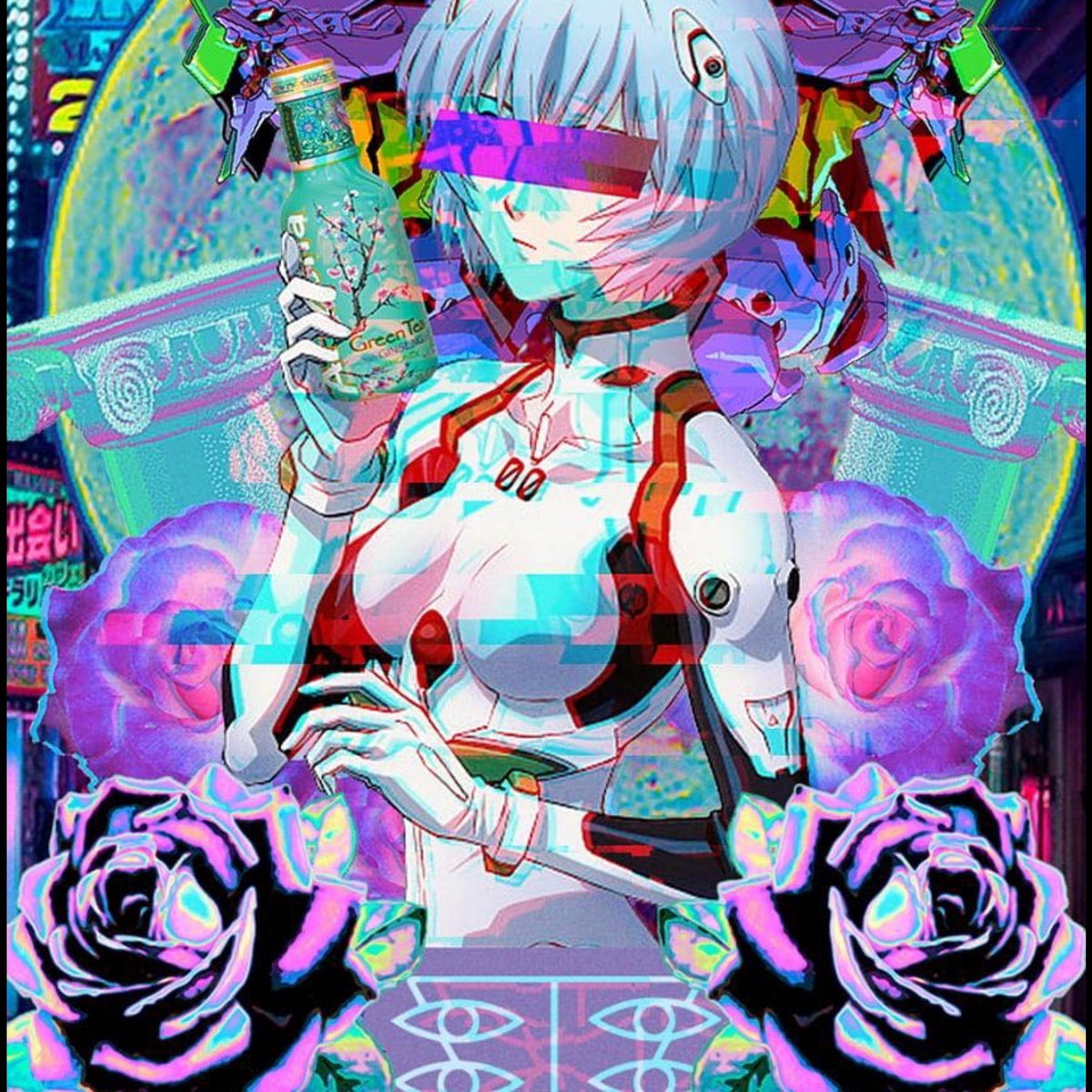 アート・デザイン・音楽 Synthetic Aesthetics Synth Pop 80s & 90s Aesthetic Skull. Retro Vaporwave design