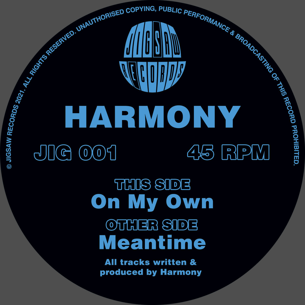 JIG001 Harmony - Meantime / On My Own