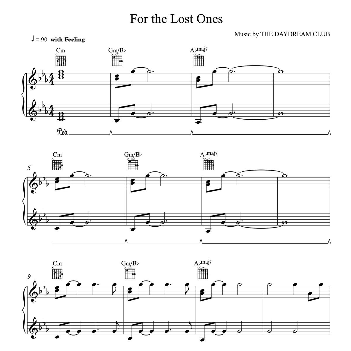 For the Lost Ones (Piano Sheet Music + Track Download) | The Daydream Club