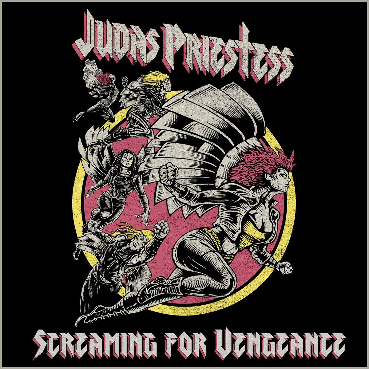 Écusson à Coudre Judas Priest Screaming For Vengeance - 10,2x10,2 Cm, Noir/rouge, Pour Veste Ou Blouson