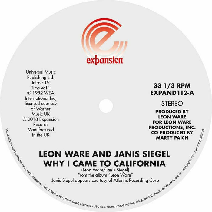 レア！LEON WARE / WHY I CAME TO CALIFORNIA Why I Came To