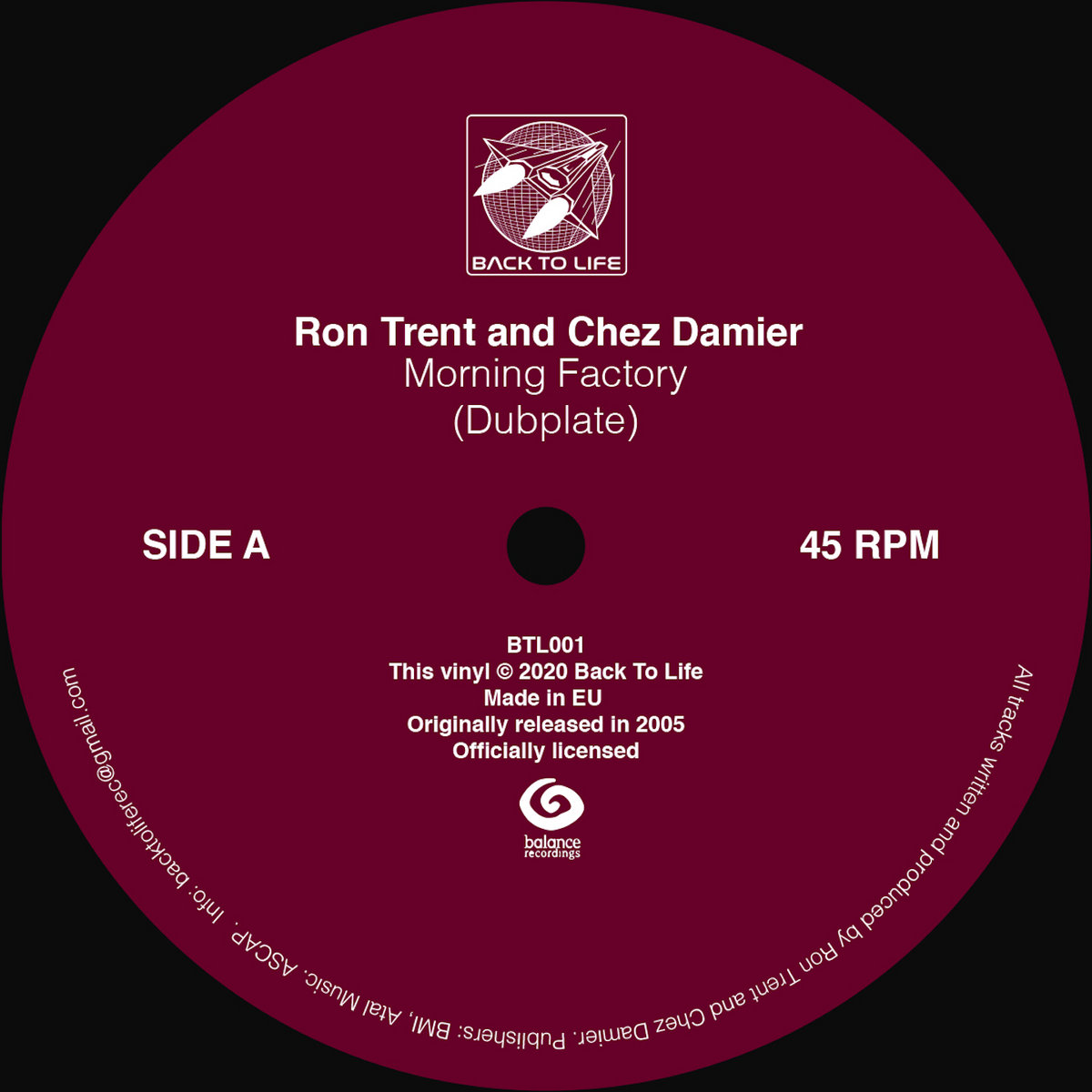 Morning Factory (dubplate) | Ron Trent and Chez Damier | Back To