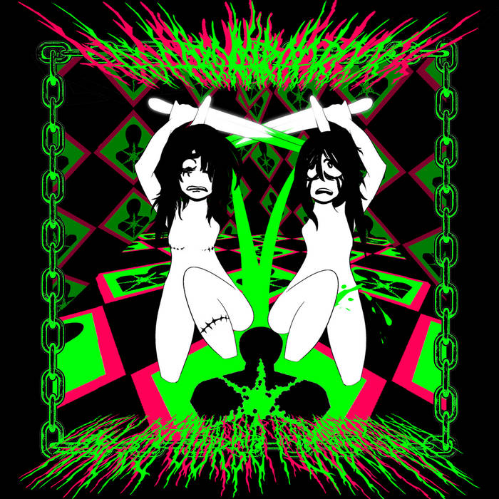 an album cover with two girls on it, the both have swords going to eachothers heads