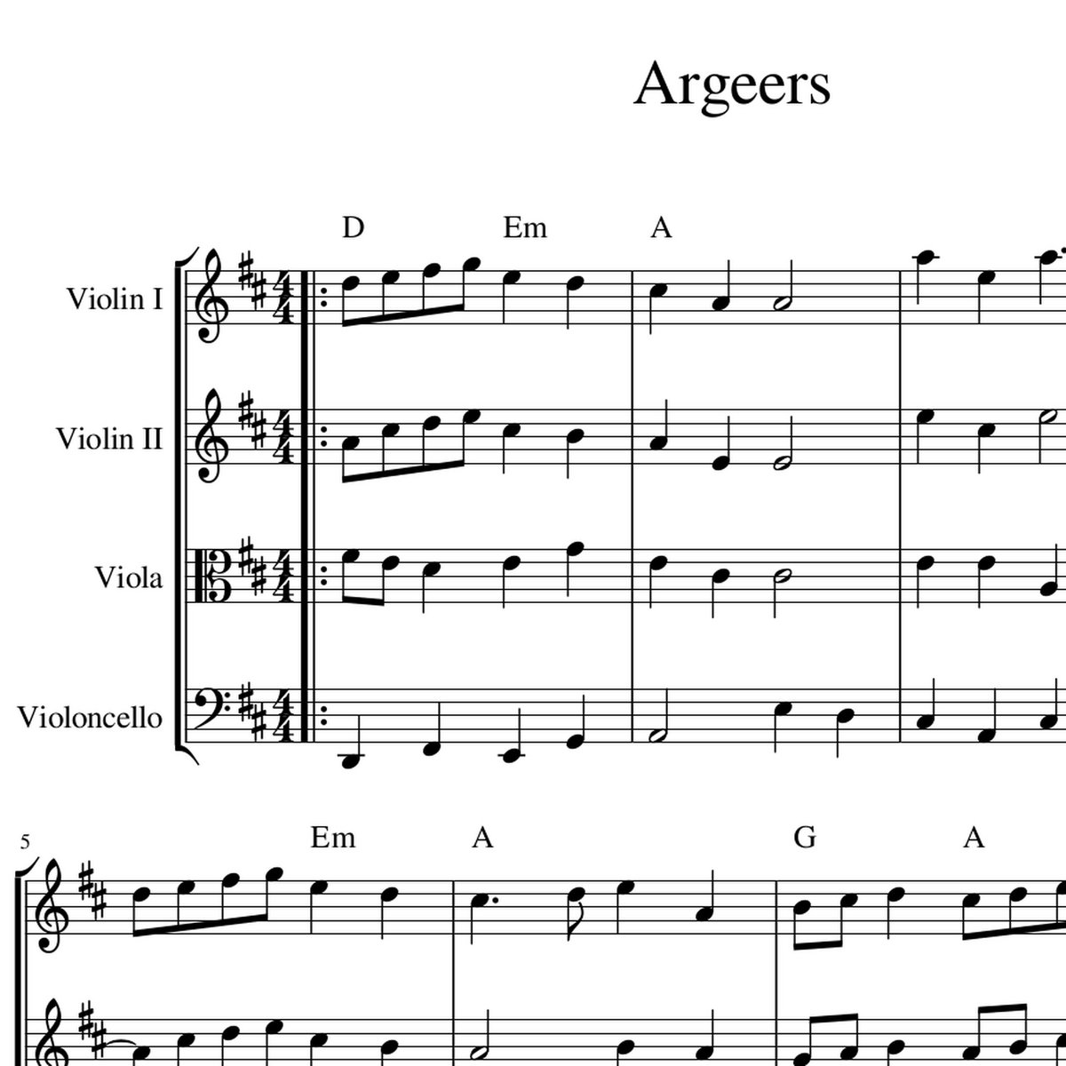 Argeers - Sheet Music for Playford Arrangement