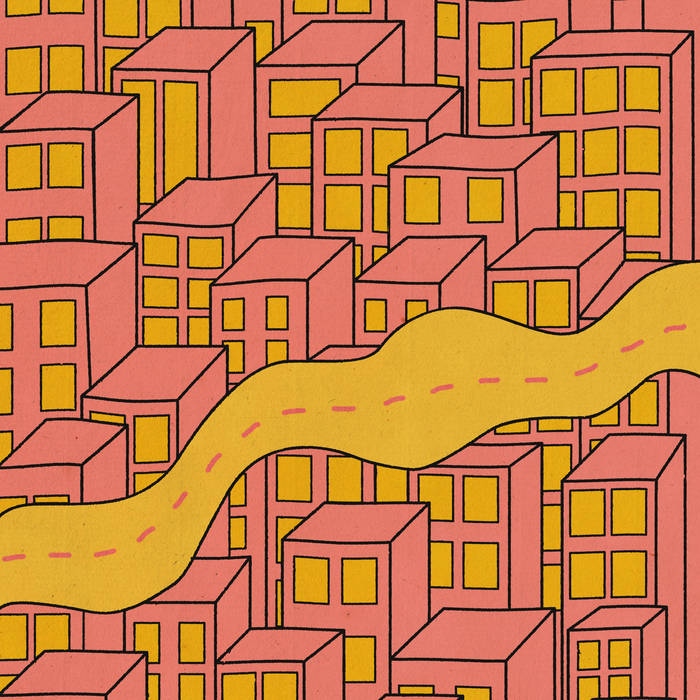 Salmon Colored Cartoon Buildings And Wavy Street