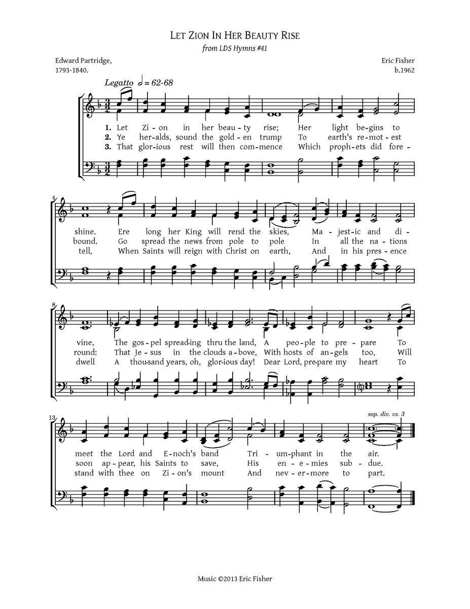 let zion in her beauty rise eric fisher let it rise sheet music