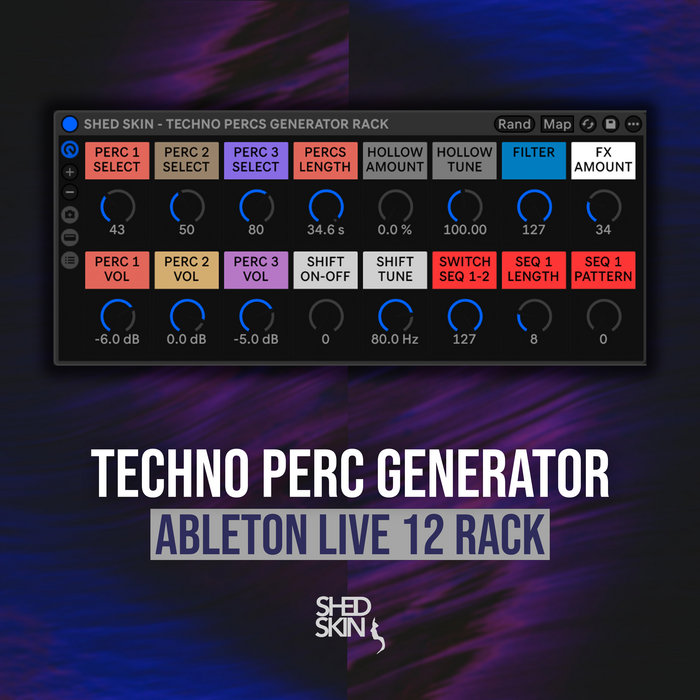 Hypnotic Techno Perc Generator Rack - Ableton Live 12 | Shed Skin