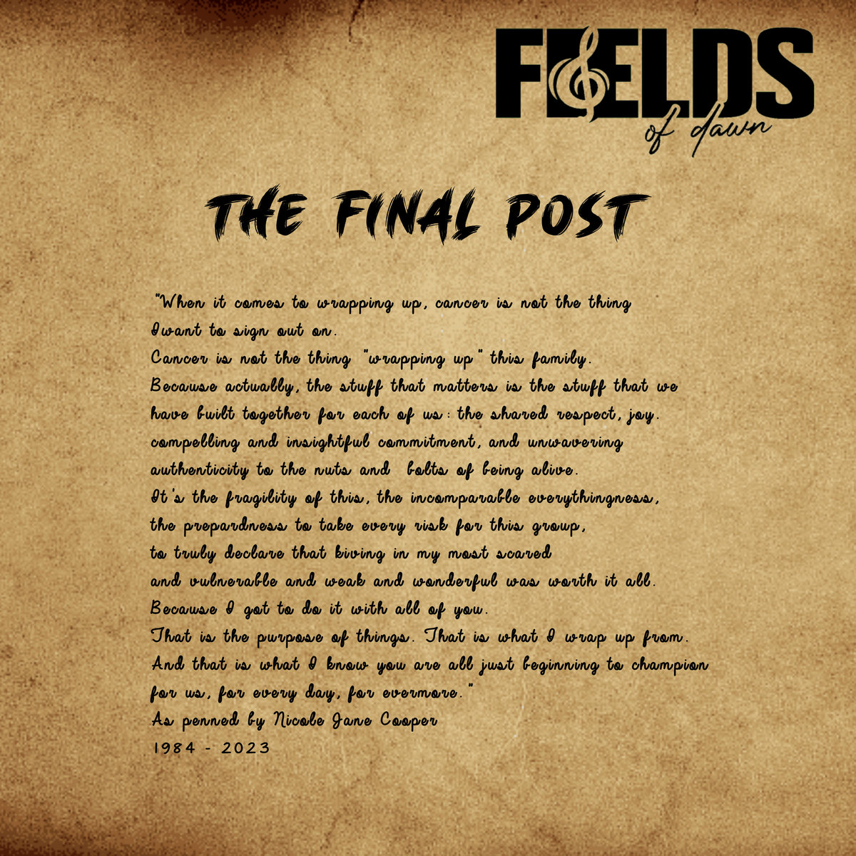 The Final Post | Fields of Dawn