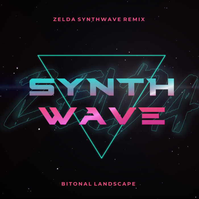 Zelda Main Theme Synthwave Remix Bitonal Landscape