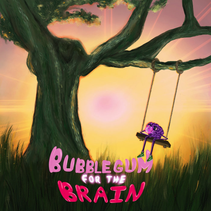 A striking image featuring a vibrant bubblegum bubble with the word 'brain' inside, illustrating how humor feeds our cognitive and emotional well-being.