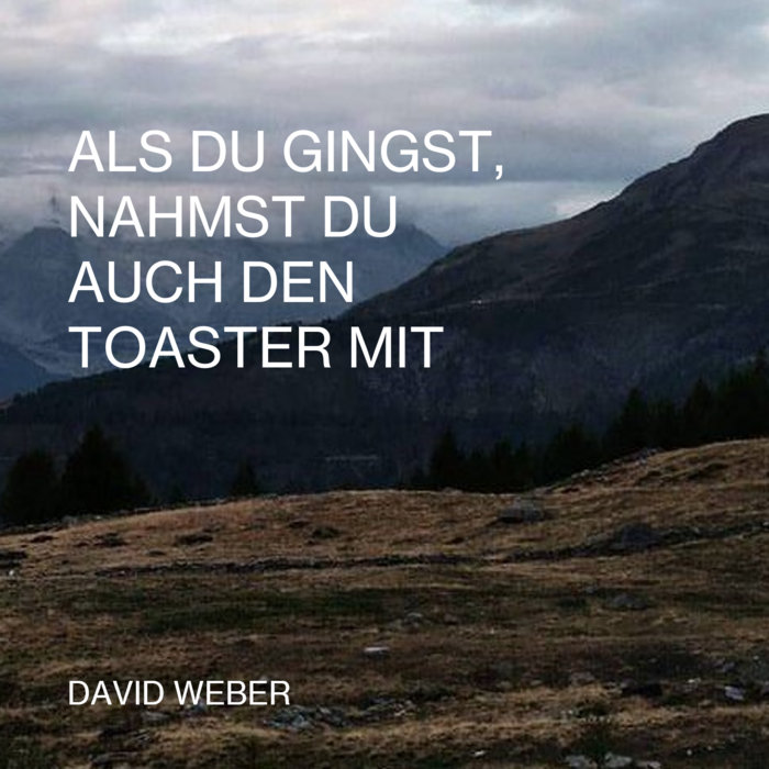 Als du gingst, nahmst du auch den Toaster mit | davidwebersolutions