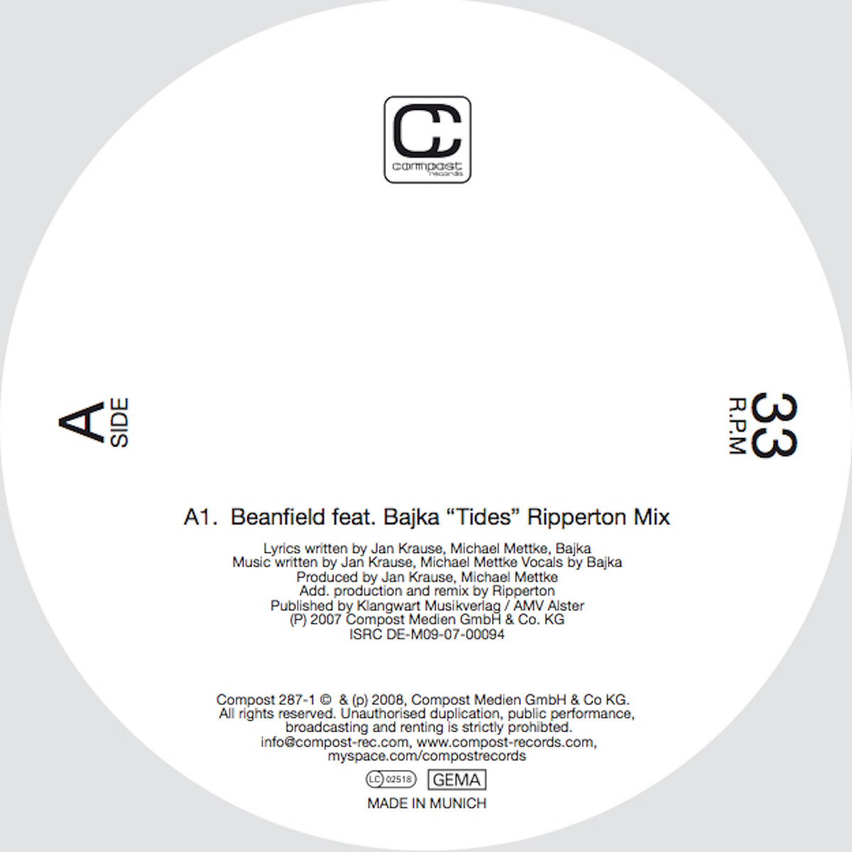 Beanfield / Tides Ripperton Mix レコード Tides feat. Bajka (Ripperton Remix) | Beanfield | Beanfield