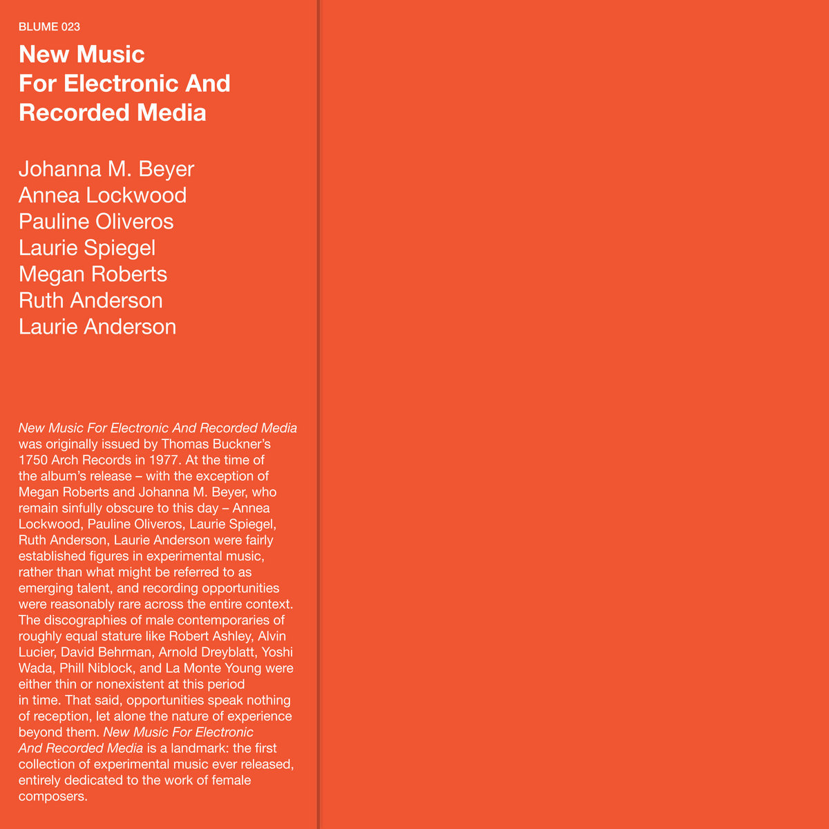 New Music For Electronic And Recorded Media | Various Artists | Blume