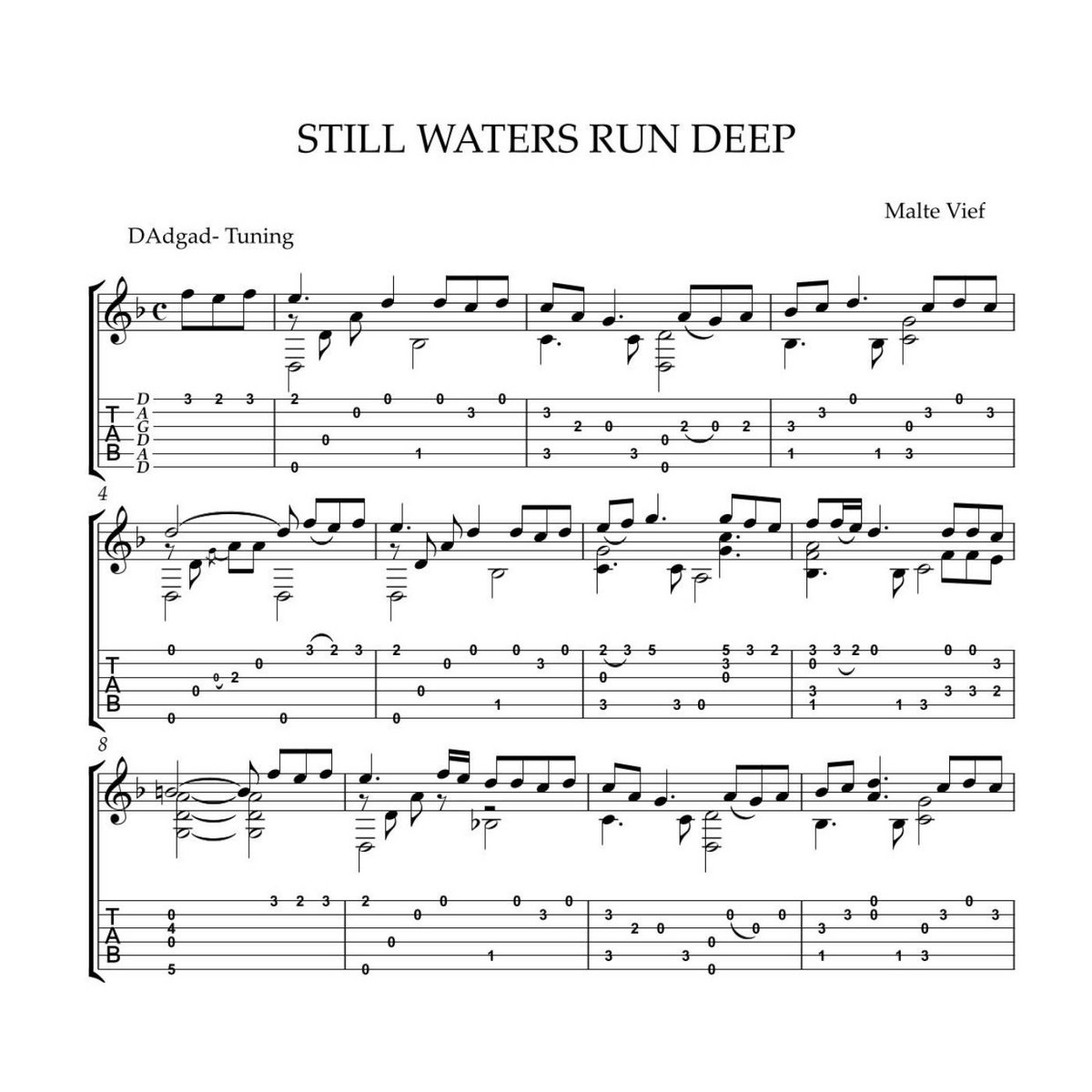 Still Waters run deep for solo guitar | Malte Vief | Malte Vief - Sheet ...