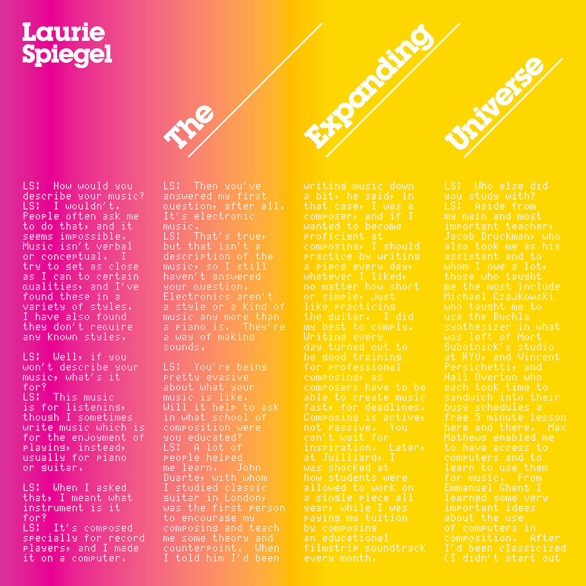 The Expanding Universe | Laurie Spiegel | Unseen Worlds