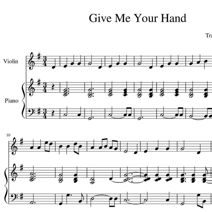 Give Me Your Hand - piano accompaniment sheet music PDF + playalong track  for violin | Celtic Piano by Georgia Nettleton