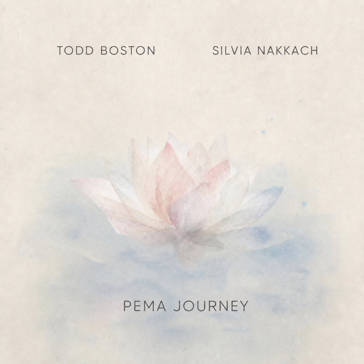 Pema Journey, a watercolor lotus resting on pale blue water