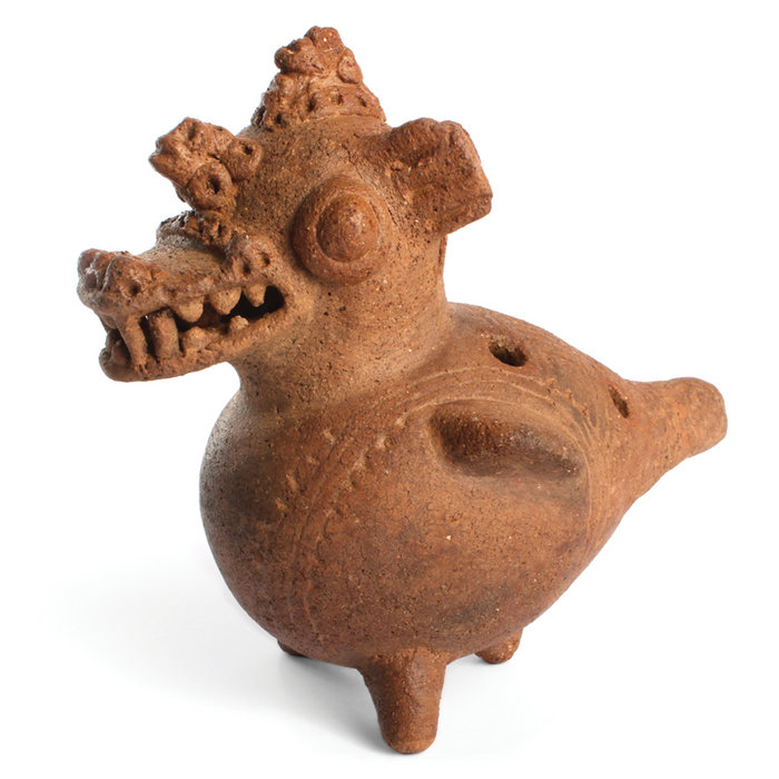 Ocarina zoomorfa de cocodrilo y ave Museos del Banco Central de Costa